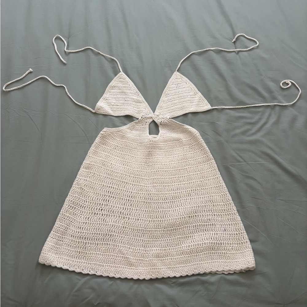 Beginning Boutique Cream Crochet Swim Cover-Up Size 4